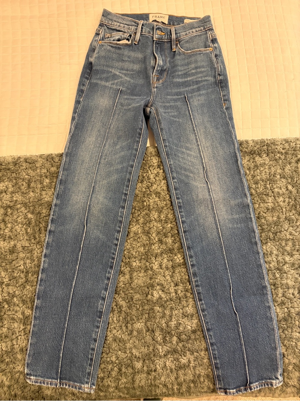 Frame Denim Straight Leg Jeans in Medium Blue Wash